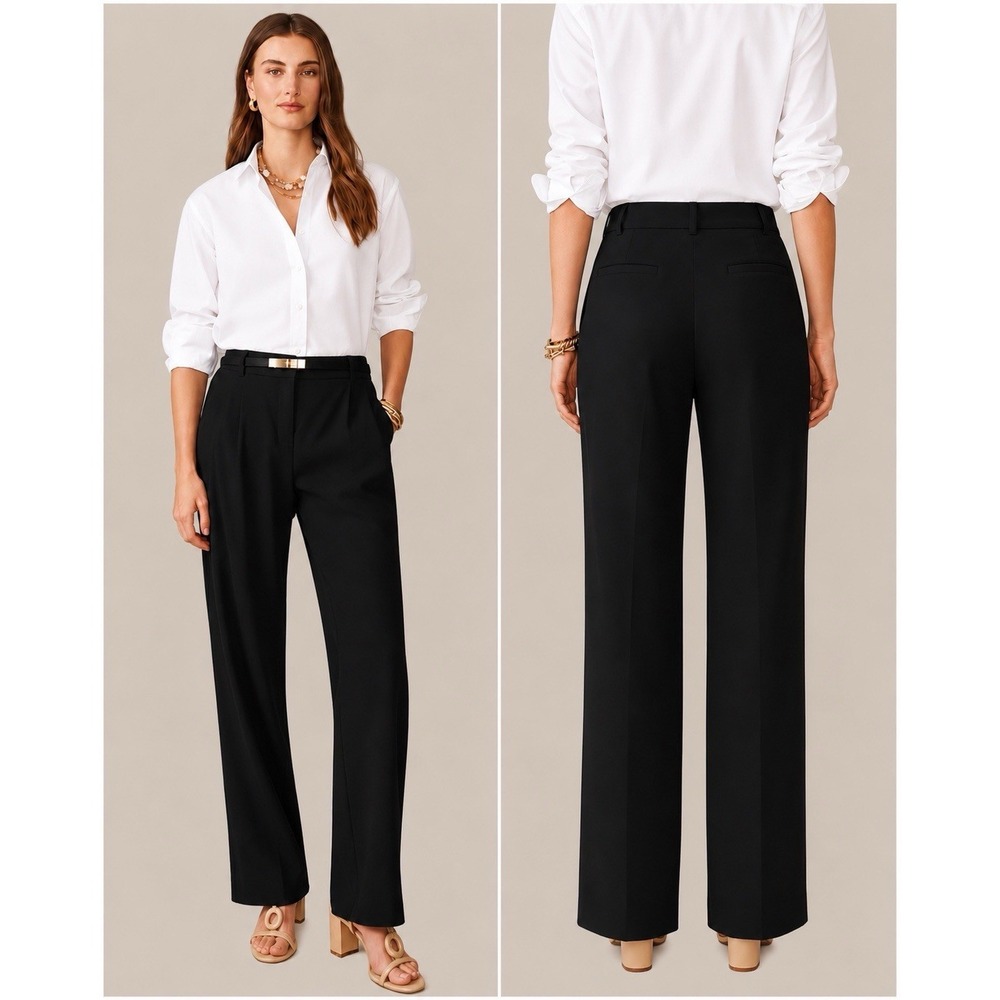 J.McLaughlin Women's Black Bainbridge Stretch Pants Size 6 Trouser Zip Pockets